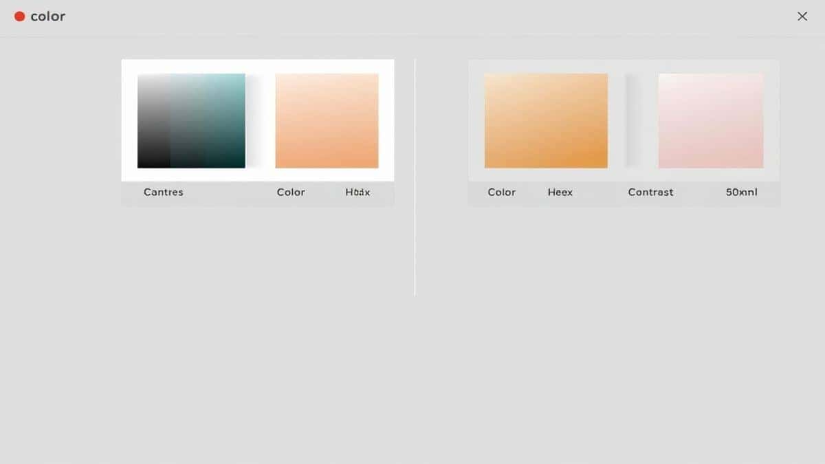 modern color comparison tool showing two color swatches side by side with hex values and contrast ratio displayed on a clean interface